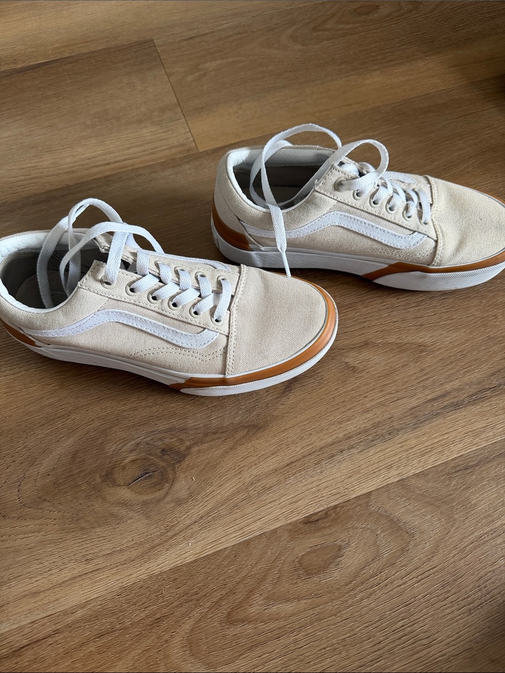 Vans Cream and White Platform Sneakers